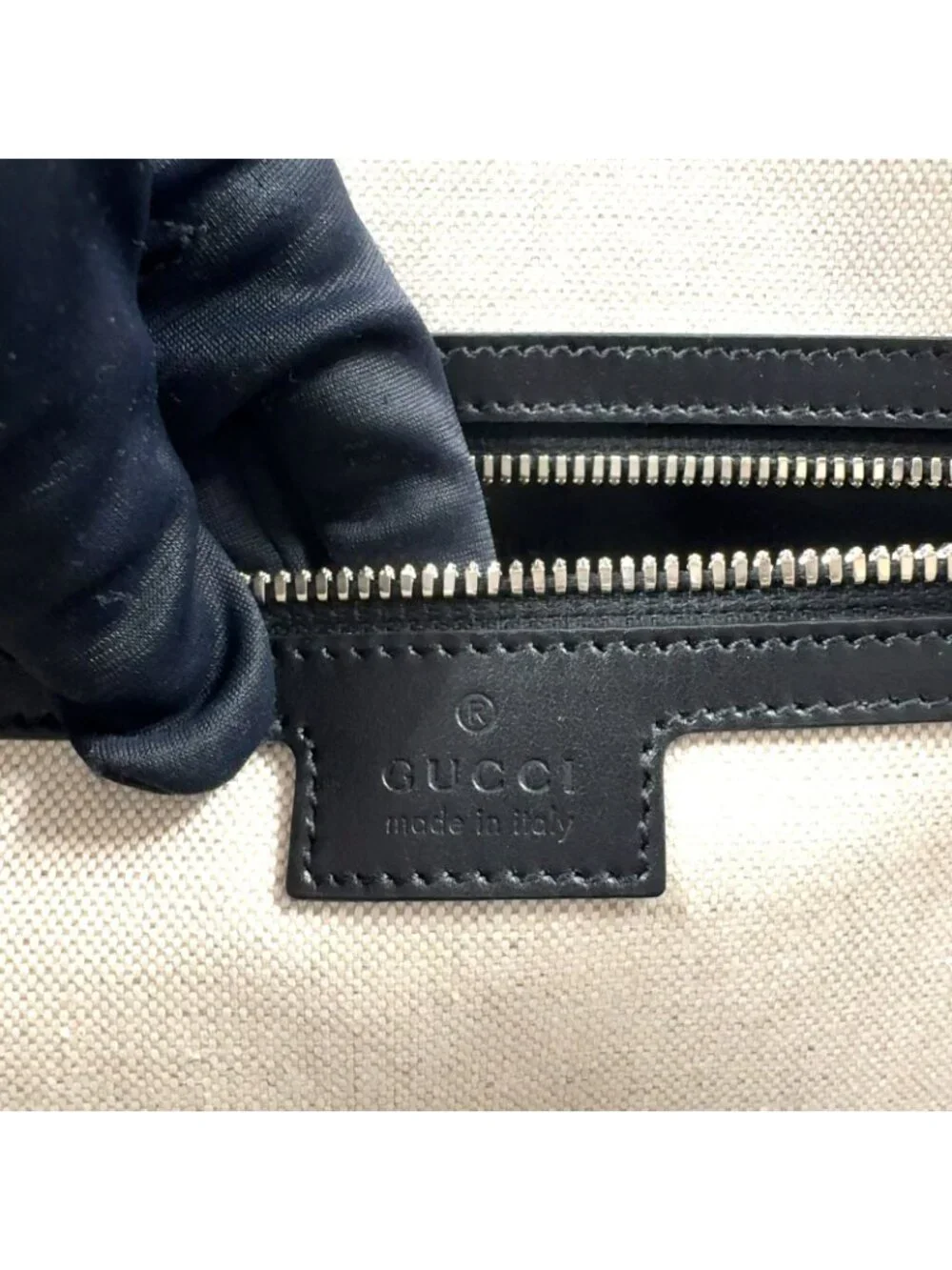 Gucci GG Embossed Calfskin Black Tote Silver